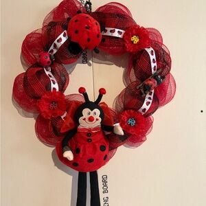 Ladybug Themed Red and Black Wreath